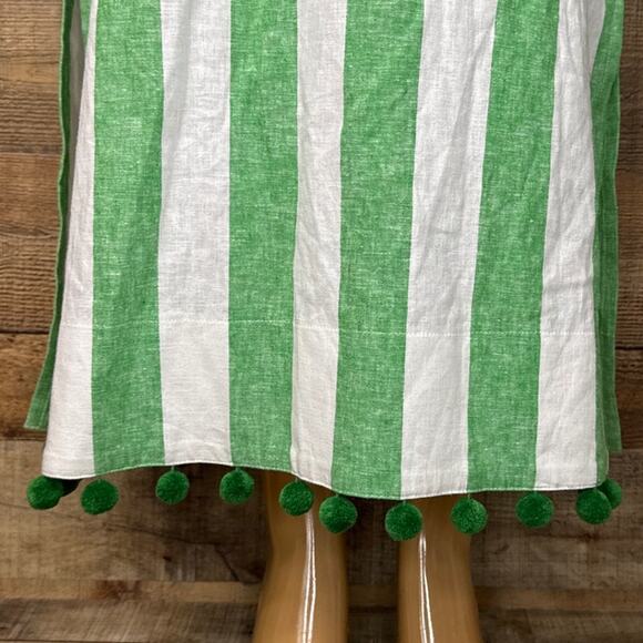 Kate Spade Awning Stripe Pom-Pom Tunic Dress Crop Sleeve White Green SZ Medium - Picture 6 of 14